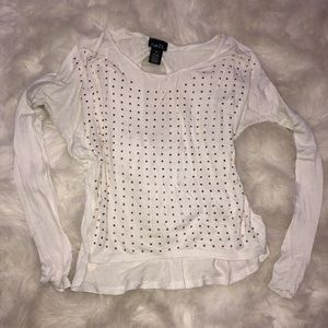 White long sleeve top with gems